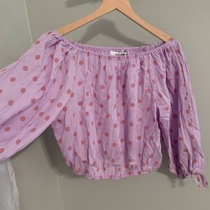 Off the Shoulder polkadot long sleeve